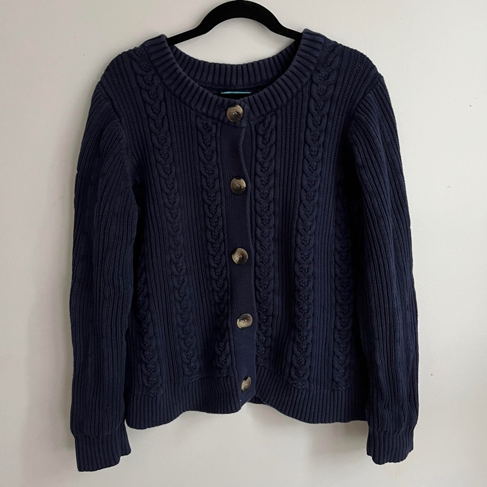 Navy Cable Knit Sweater/Cardigan